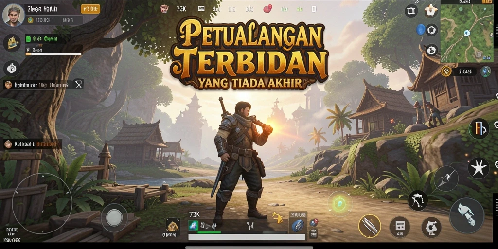 Tampilan gameplay menakjubkan dari 73K dengan dunia terbuka yang luas.