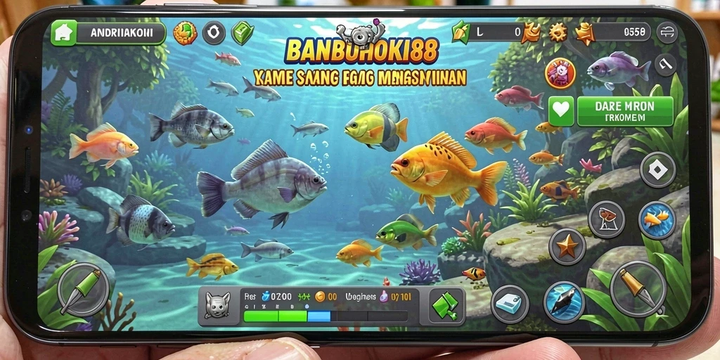 Tampilan utama gameplay BANBUHOKI88 saat pemain menangkap ikan.