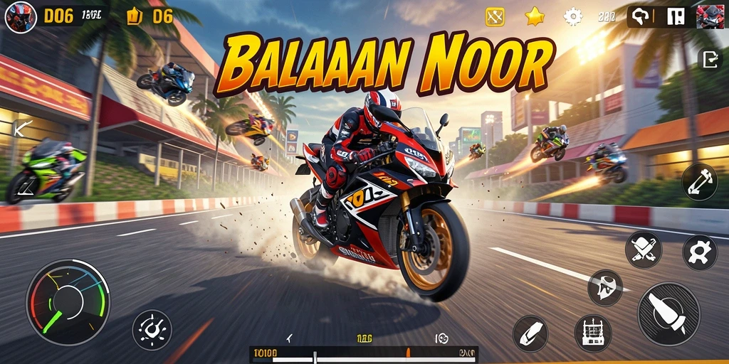 Screenshot gameplay D06 yang menegangkan saat balapan motor.