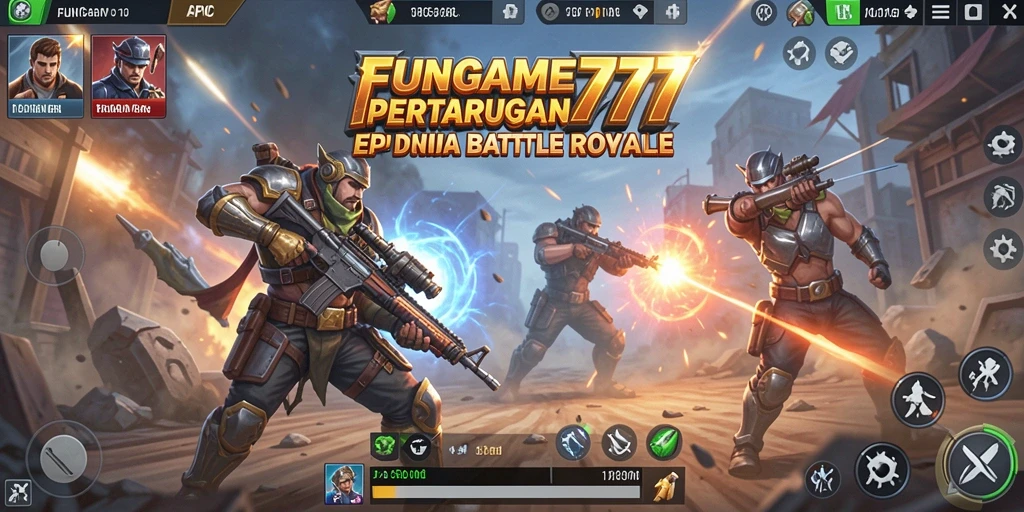 Gameplay seru FUNGAME777 dalam pertarungan Battle Royale.
