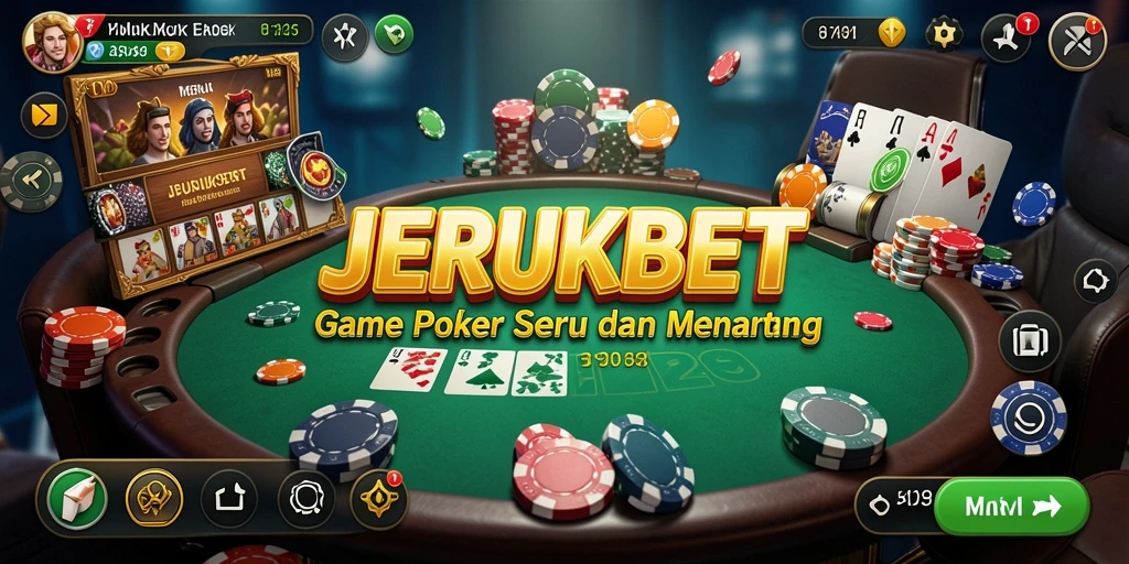 Tampilan gameplay JERUKBET yang mengasyikkan dalam permainan Poker.
