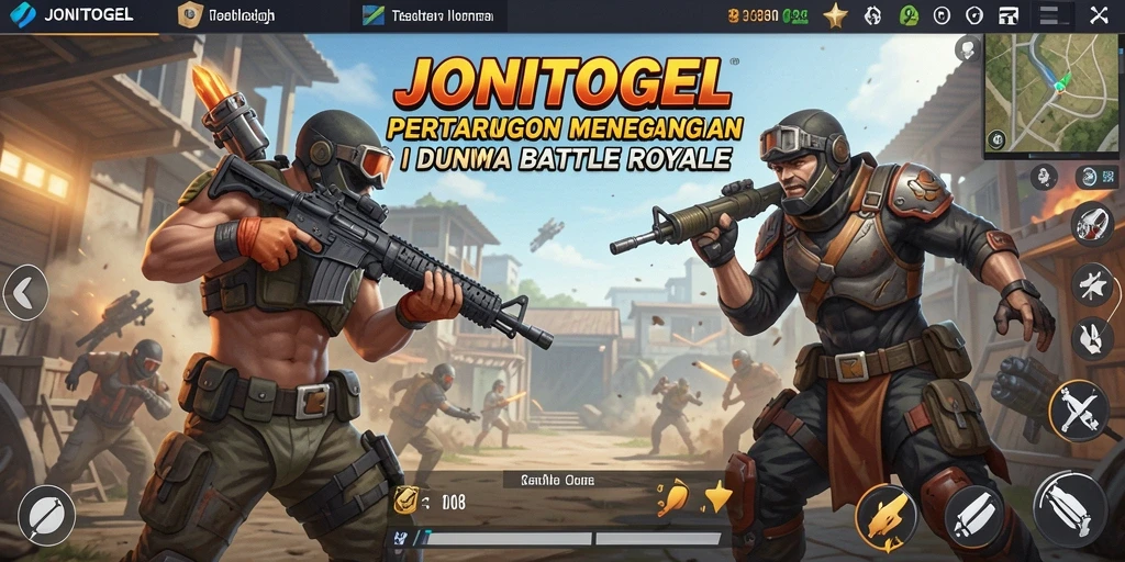 Tangkapan layar menampilkan aksi seru dalam permainan Battle Royale JONITOGEL.