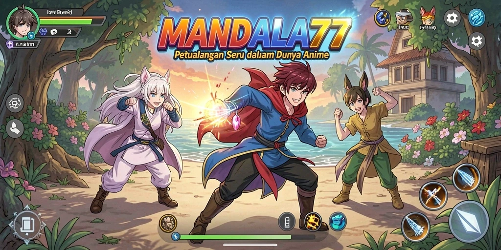 Tampilan gameplay MANDALA77 yang penuh aksi dan warna.
