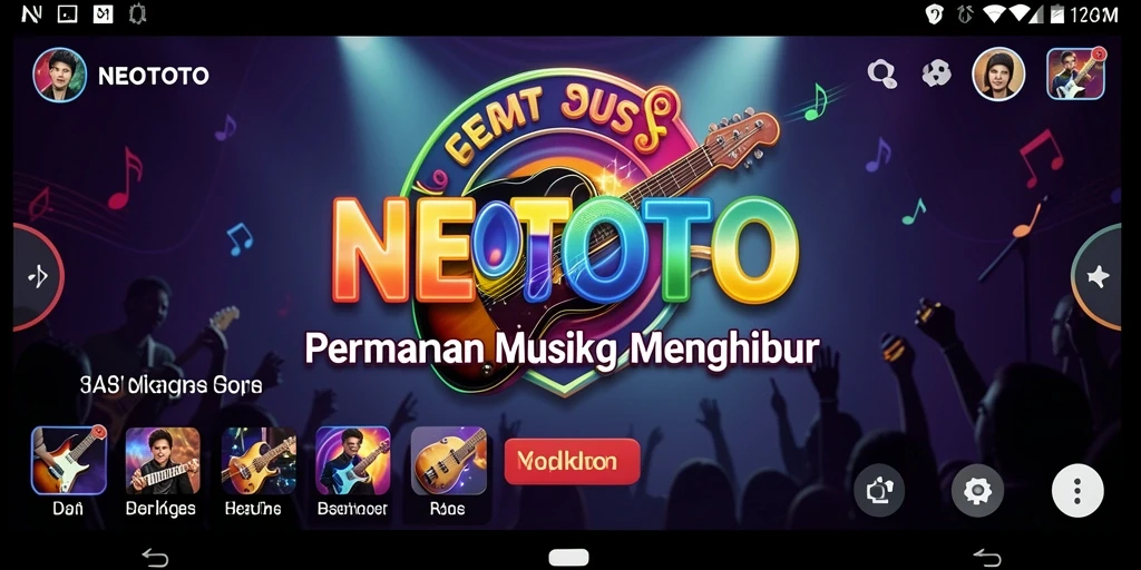 Screenshot gameplay NEOTOTO menampilkan pemain berinteraksi dengan musik.