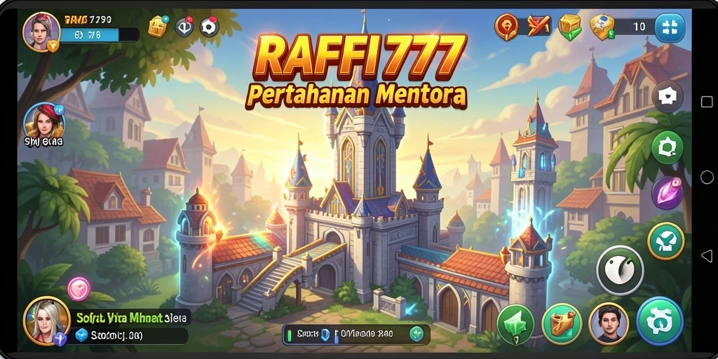 Screenshot gameplay RAFFI777 menampilkan pertahanan menara yang strategis.