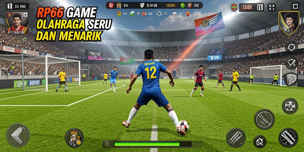 Screenshot RP66 menampilkan pemain yang beraksi dalam pertandingan olahraga penuh semangat.