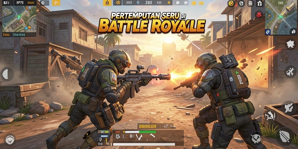 Screenshot menampilkan pertarungan seru dalam permainan Battle Royale RP79.