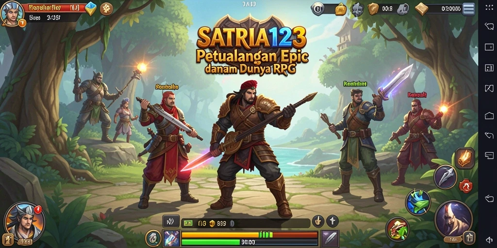Tampilan menarik dari gameplay RPG SATRIA123 dengan banyak karakter dan petualangan.