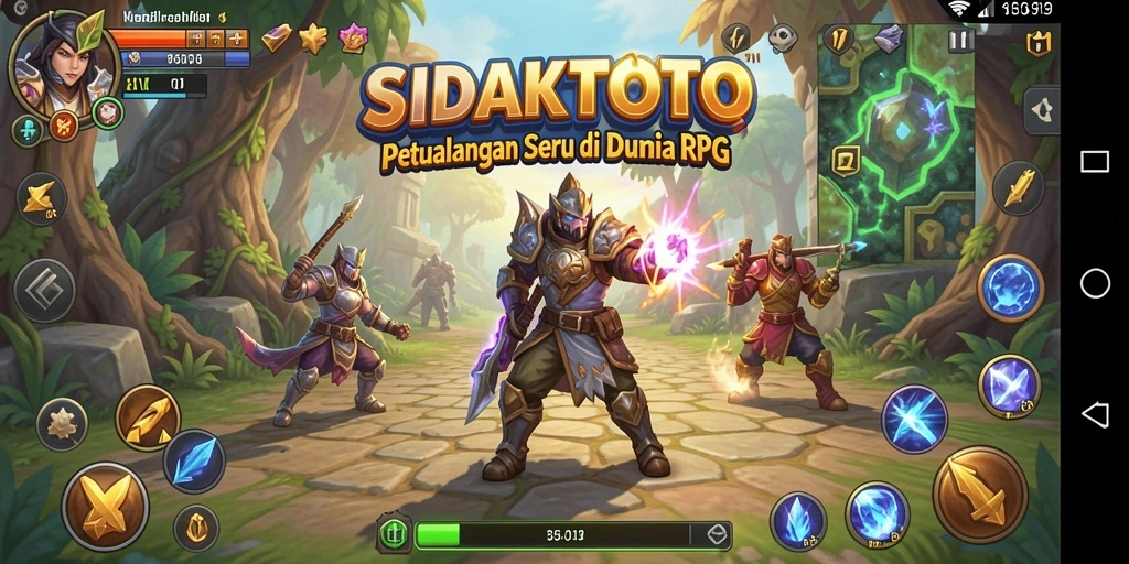 Tampilan screenshot SIDAKTOTO dengan karakter RPG yang beraksi.